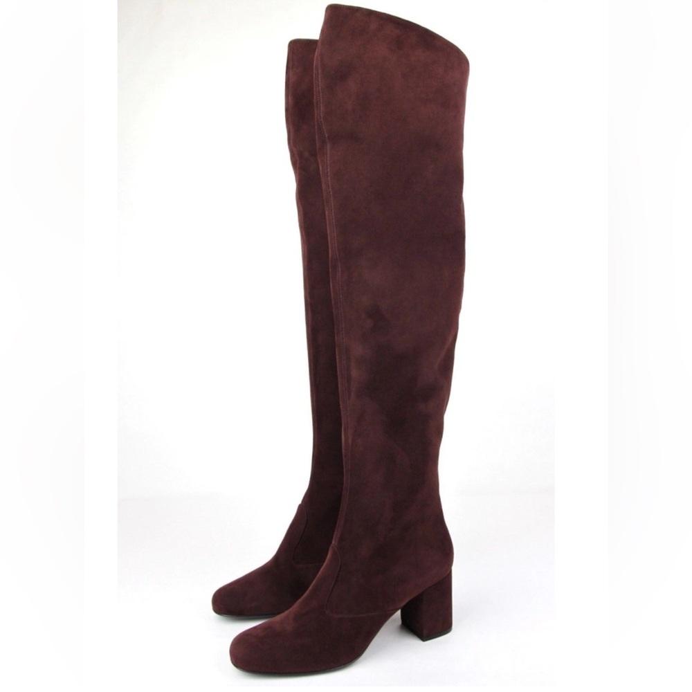 Saint Laurent Burgundy Over-the-Knee Suede Boots